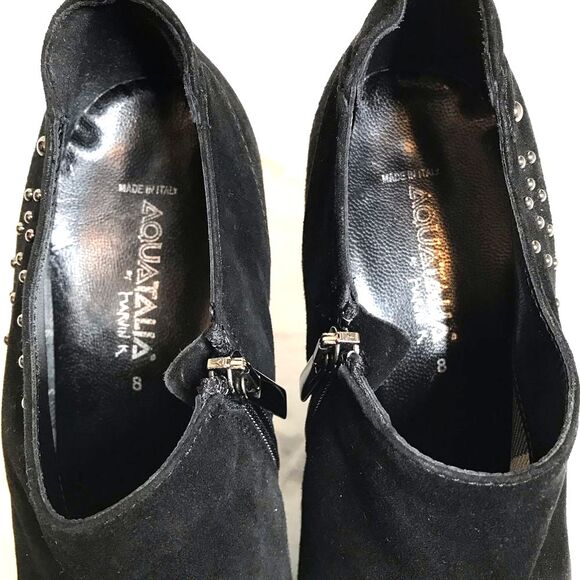 Aquatalia Black Suede Heels with Metallic Detail Size 8 - Picture 2 of 9